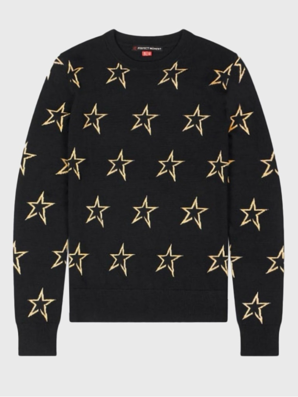 Perfect Moment Black Floro Sweater w/Gold Stars-Size Small